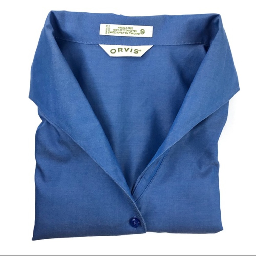 Orvis Blue Wing Collar Long Sleeve Button Down